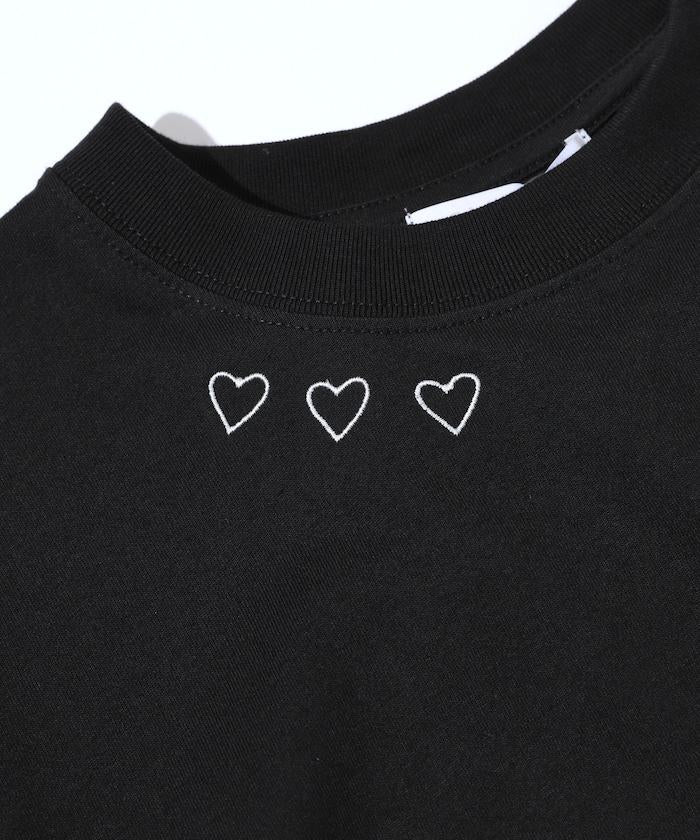 有機棉 心形 標誌刺繡T恤 / 圓領 單點標誌 刺繡短袖T恤