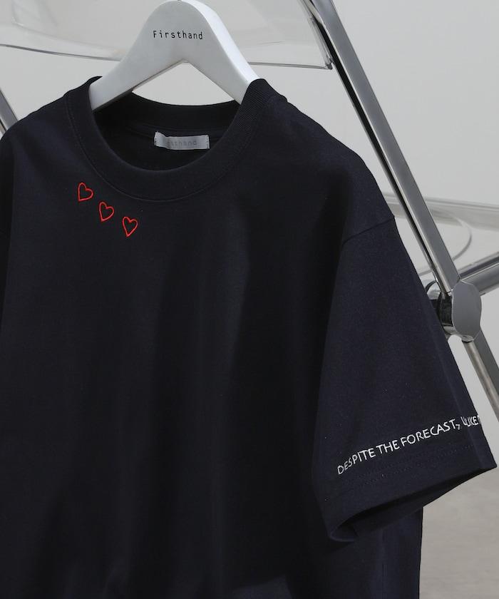 有機棉 心形 標誌刺繡T恤 / 圓領 單點標誌 刺繡短袖T恤