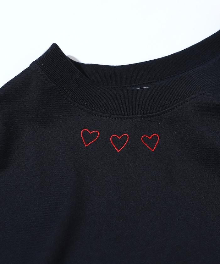 有機棉 心形 標誌刺繡T恤 / 圓領 單點標誌 刺繡短袖T恤