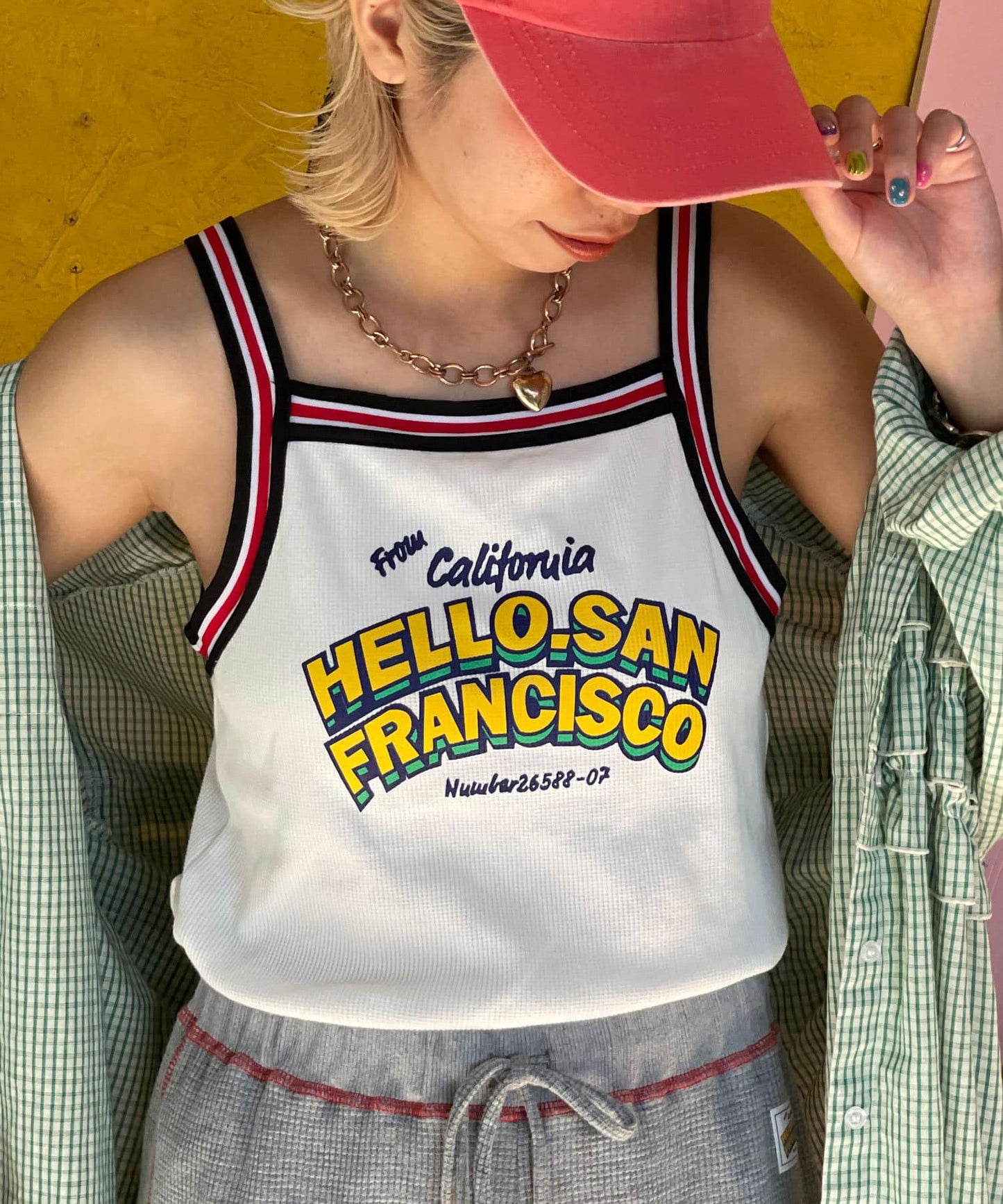 5/1(星期四)10:00開始【HELLO.SANFRANCISCO/你好,舊金山】帶有線帶杯的吊帶衫
