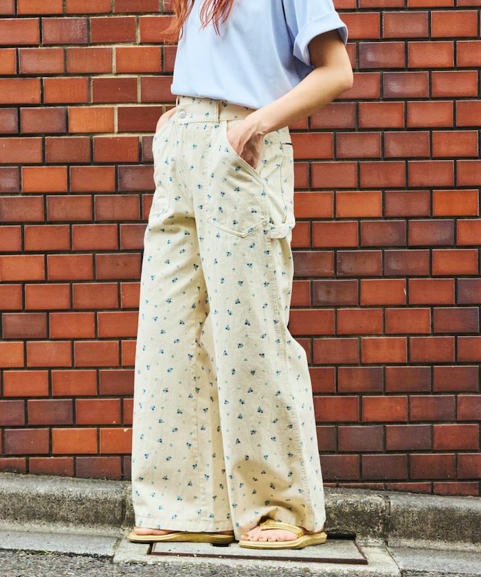 交叉裝飾繪畫寬鬆褲