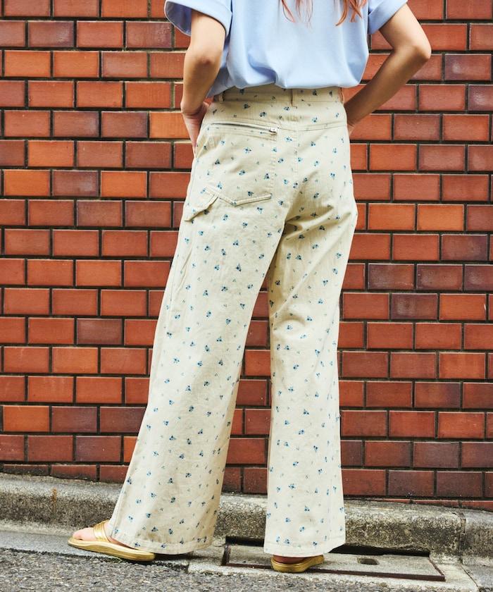 交叉裝飾繪畫寬鬆褲