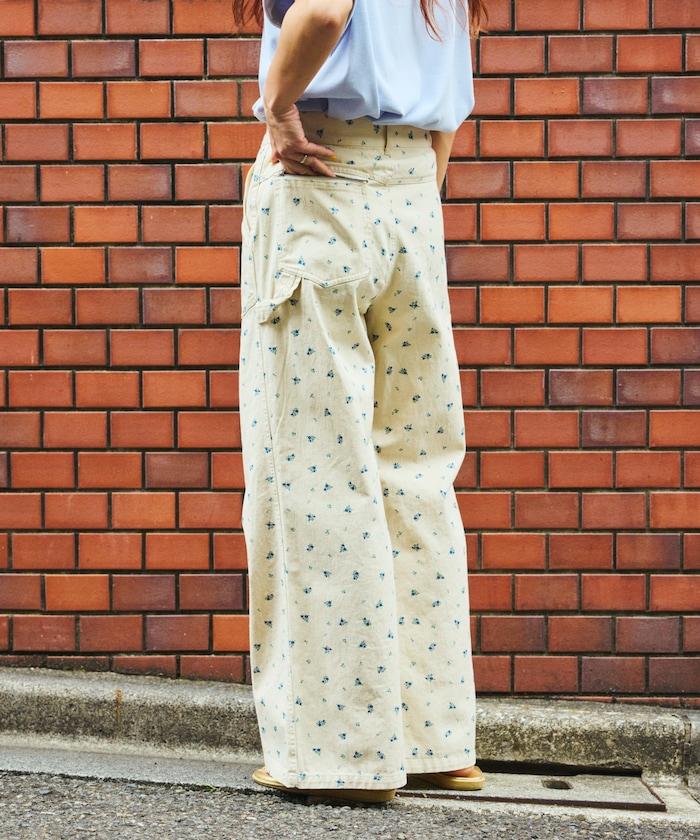 交叉裝飾繪畫寬鬆褲