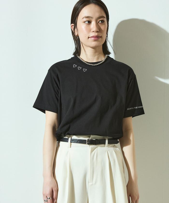 有機棉 心形 標誌刺繡T恤 / 圓領 單點標誌 刺繡短袖T恤