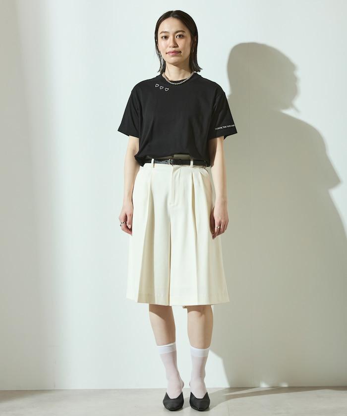 有機棉 心形 標誌刺繡T恤 / 圓領 單點標誌 刺繡短袖T恤