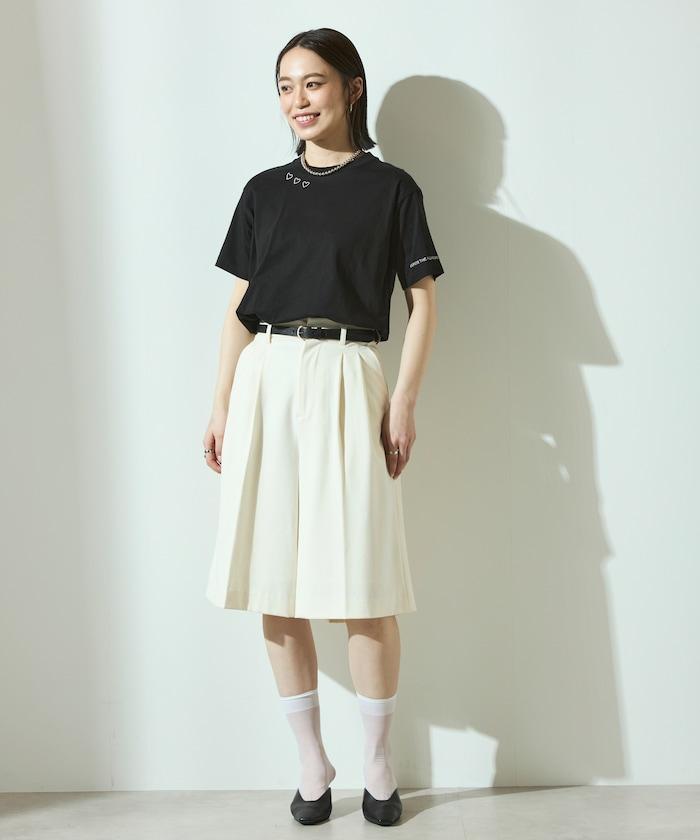 有機棉 心形 標誌刺繡T恤 / 圓領 單點標誌 刺繡短袖T恤