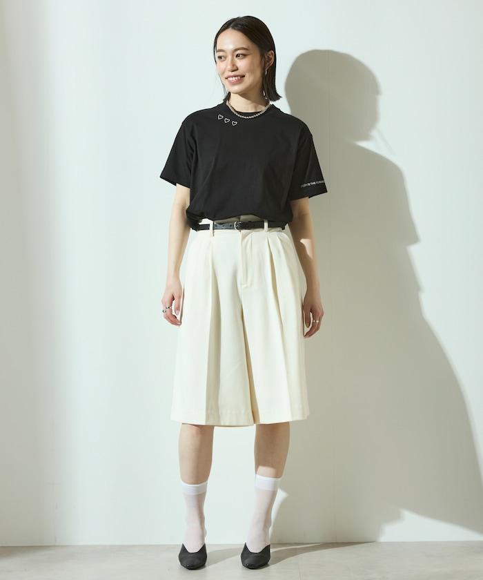 有機棉 心形 標誌刺繡T恤 / 圓領 單點標誌 刺繡短袖T恤