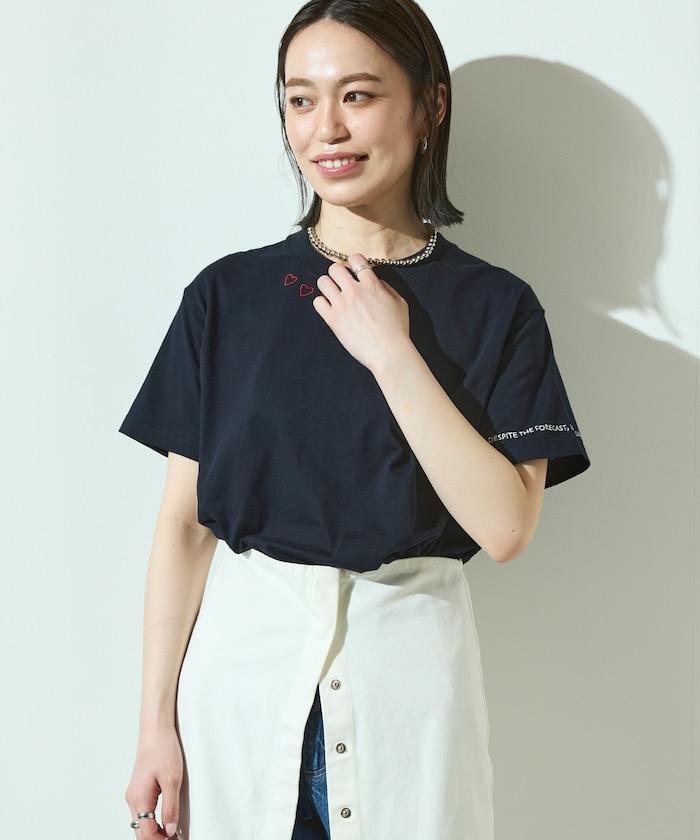 有機棉 心形 標誌刺繡T恤 / 圓領 單點標誌 刺繡短袖T恤