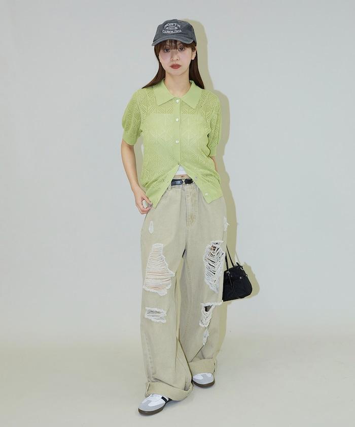 透視編織 夏季針織 緊身襯衫開衫