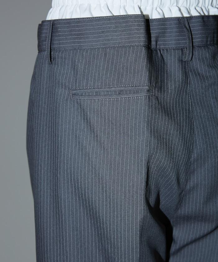 細條紋 雙高腰 雙褶 寬鬆褲