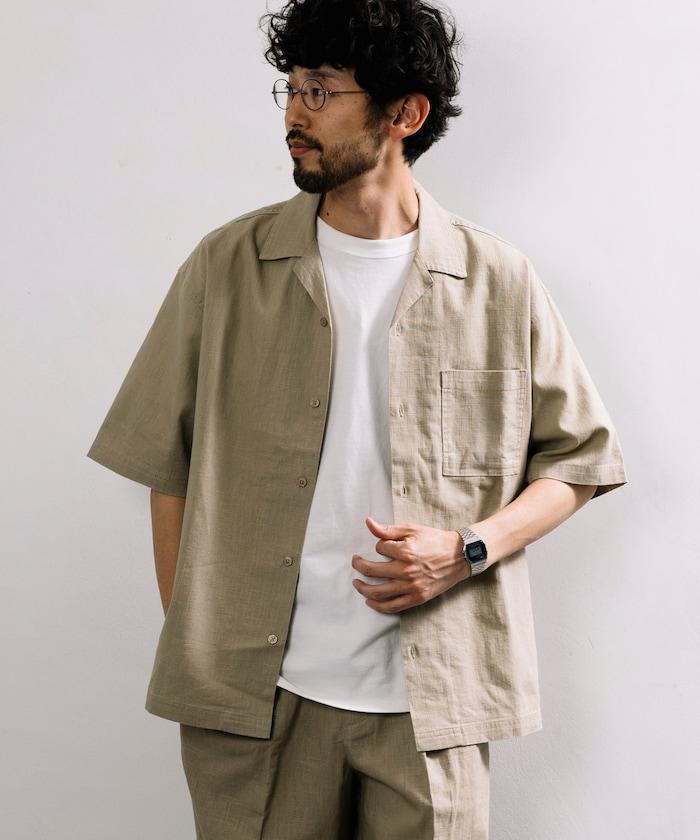 亞麻棉短袖開領襯衫