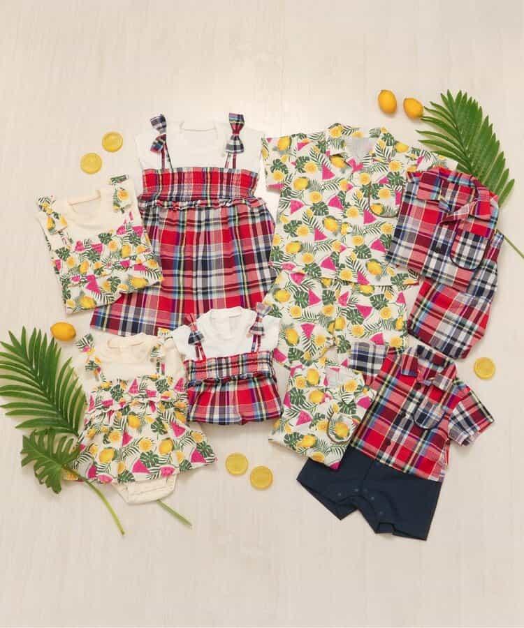 【連衣裙】格紋·夏季水果圖案女童連體褲
