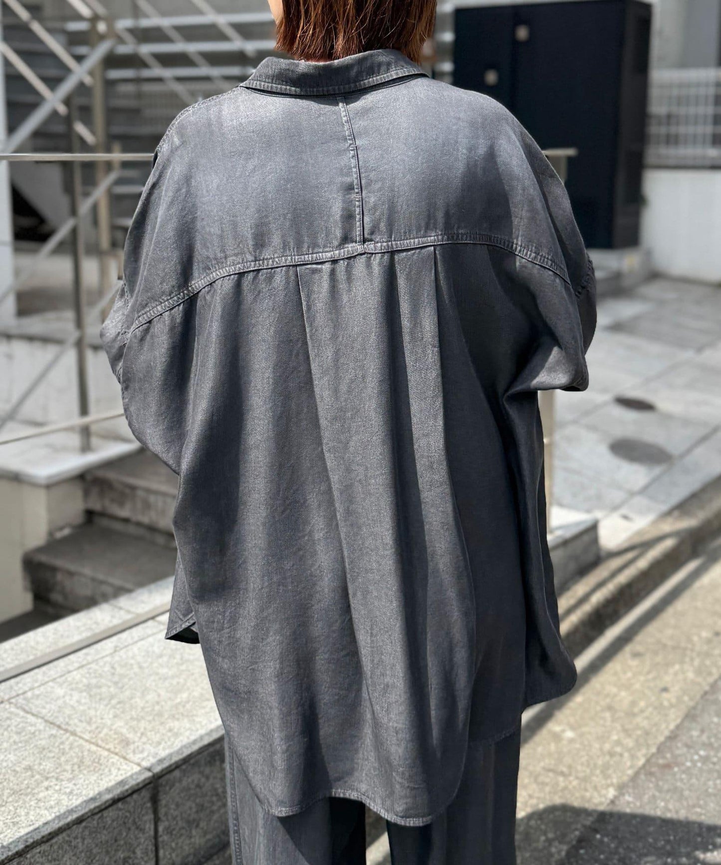【套裝可】垂墜牛仔寬鬆襯衫/6月下旬發貨預定