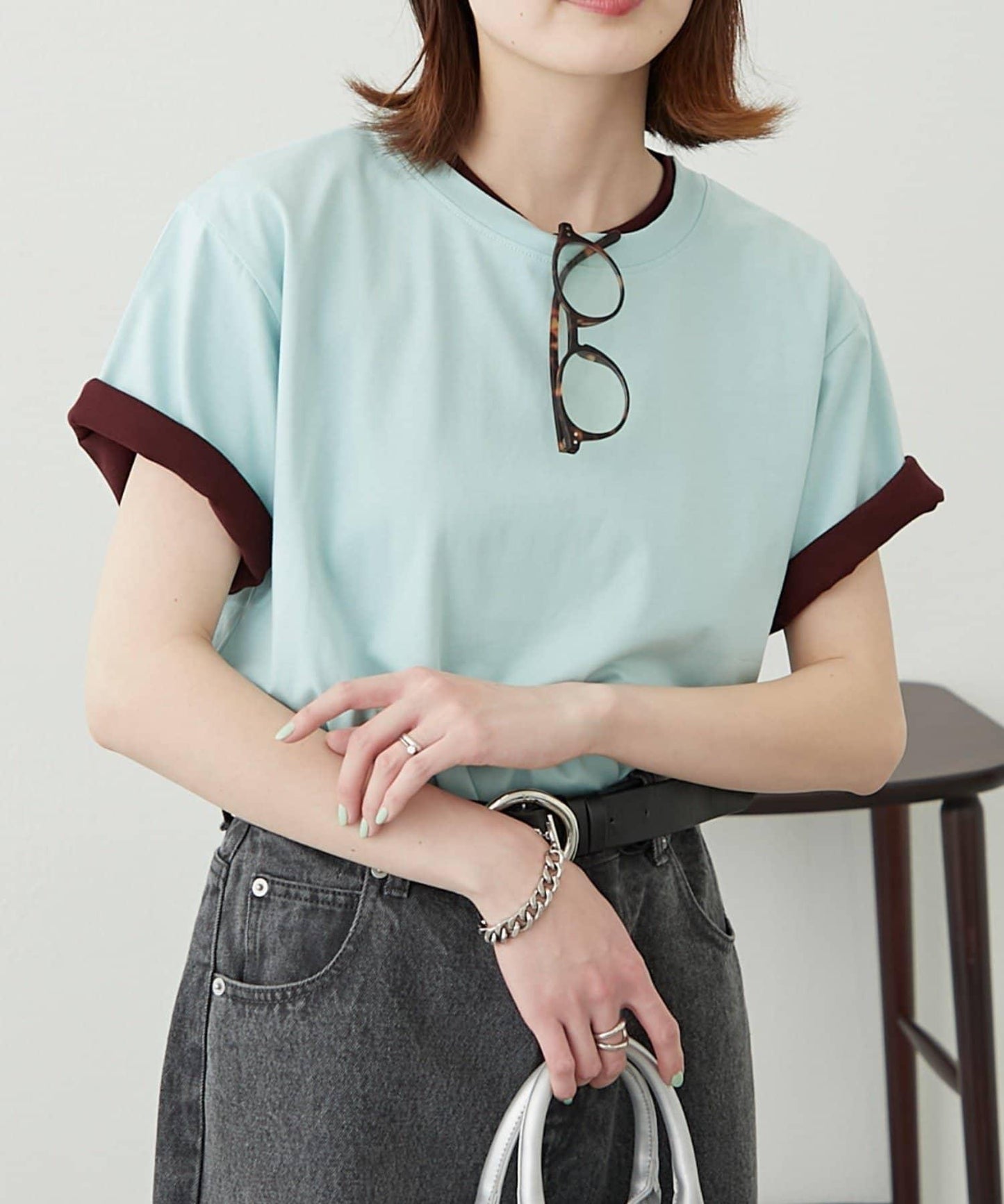 【柳樹】彩色疊層一點刺繡T恤