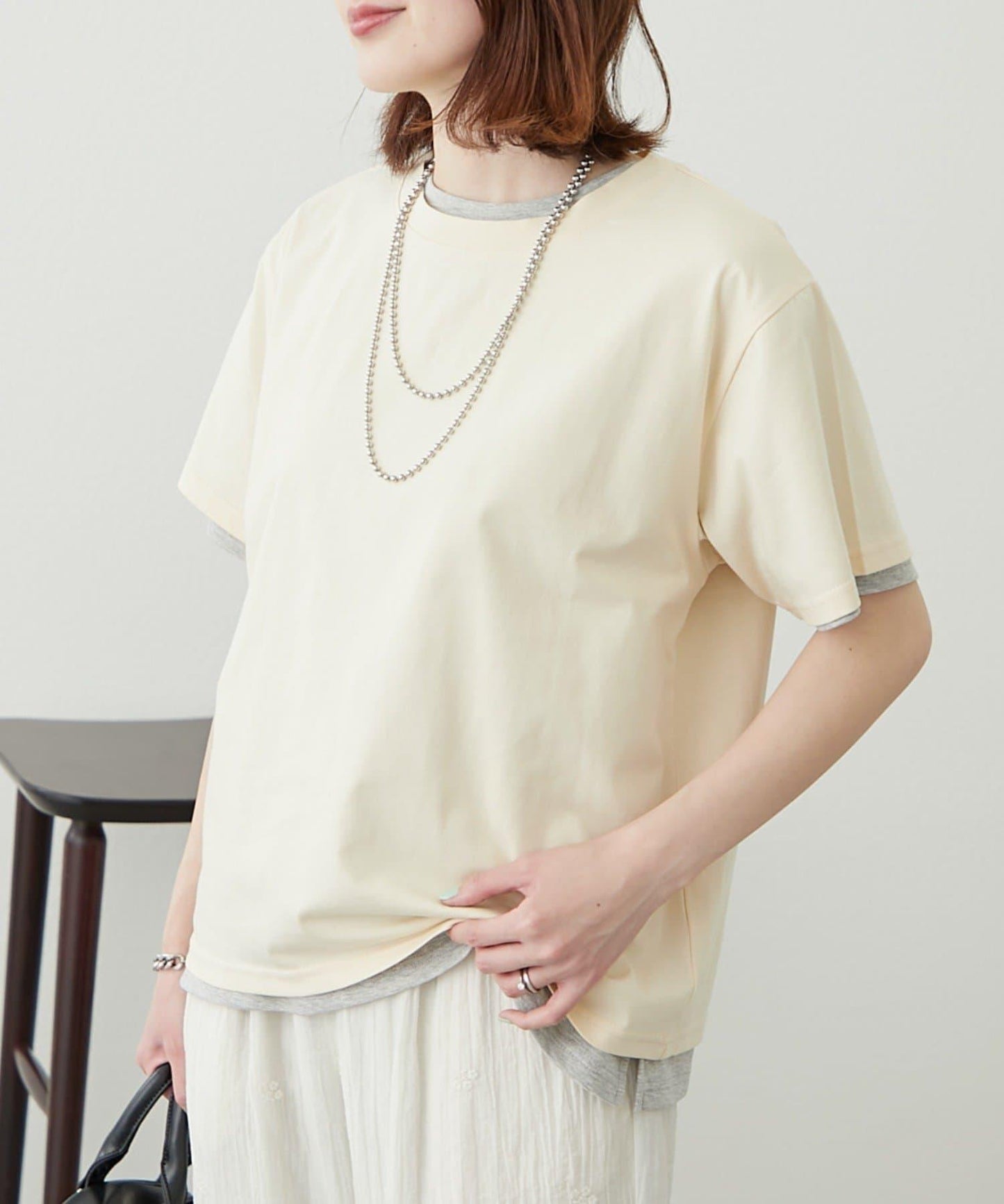 【柳樹】彩色疊層一點刺繡T恤