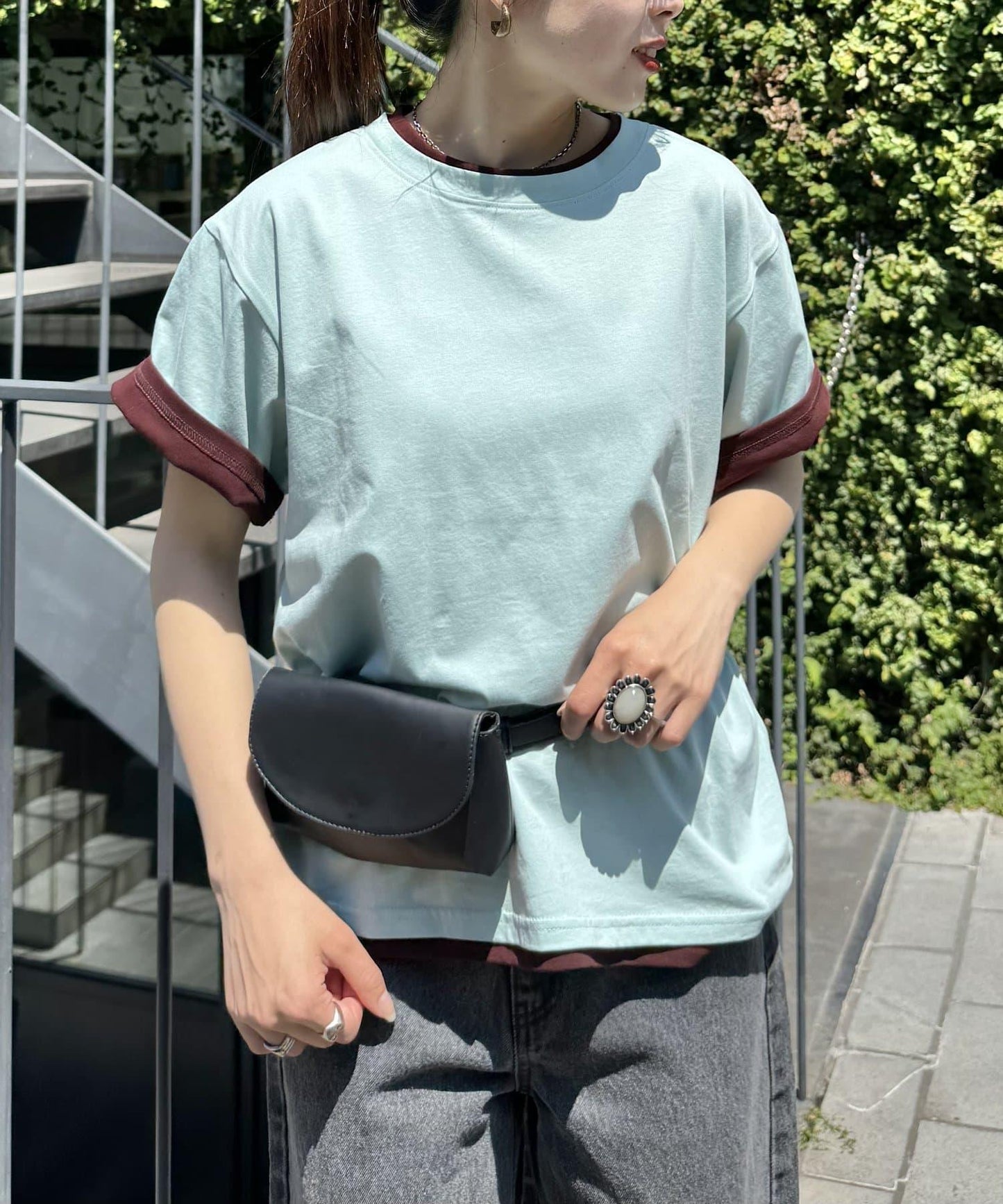 【柳樹】彩色疊層一點刺繡T恤