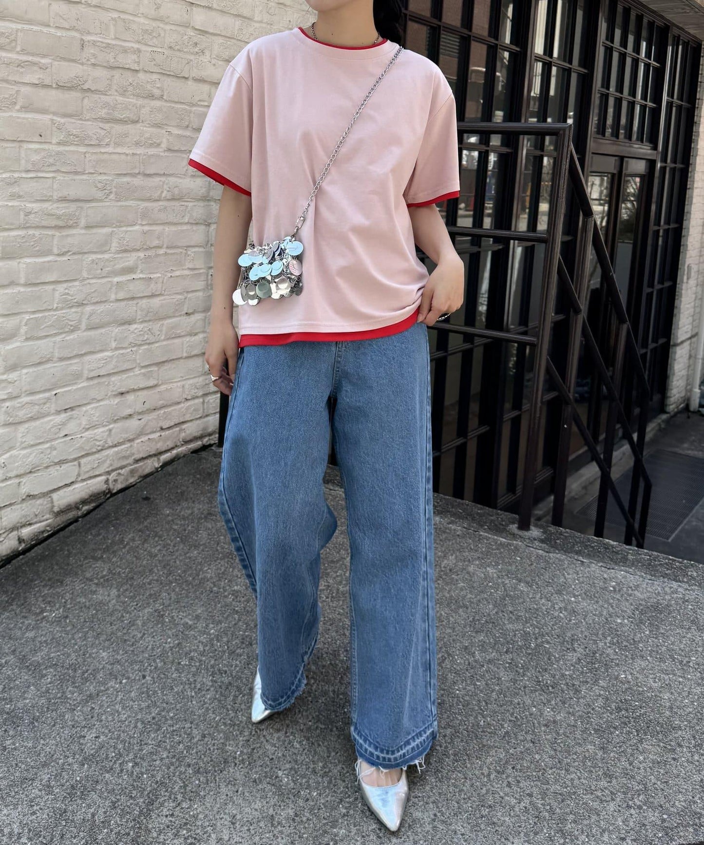 【柳樹】彩色疊層一點刺繡T恤