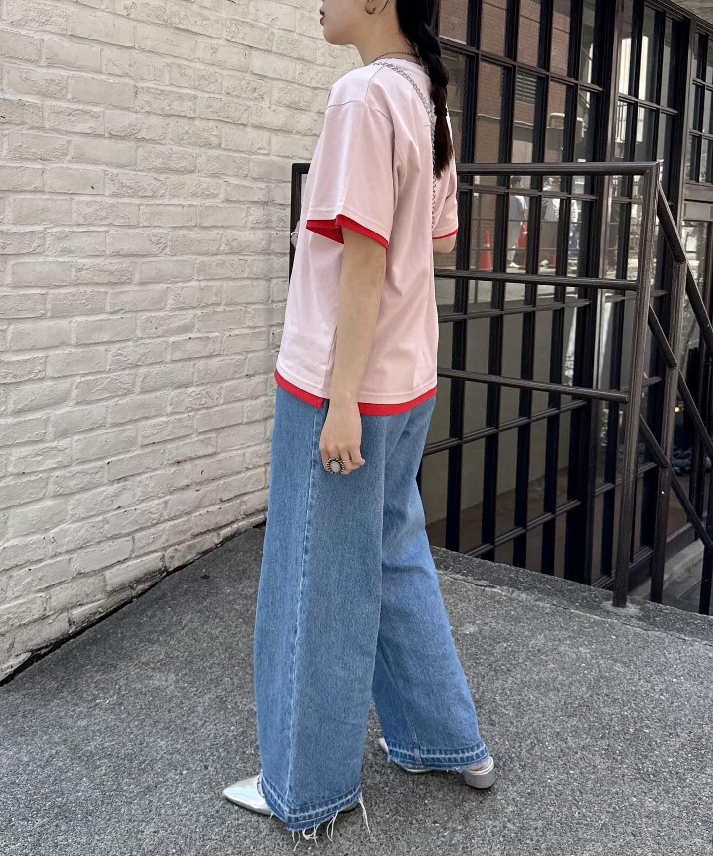 【柳樹】彩色疊層一點刺繡T恤