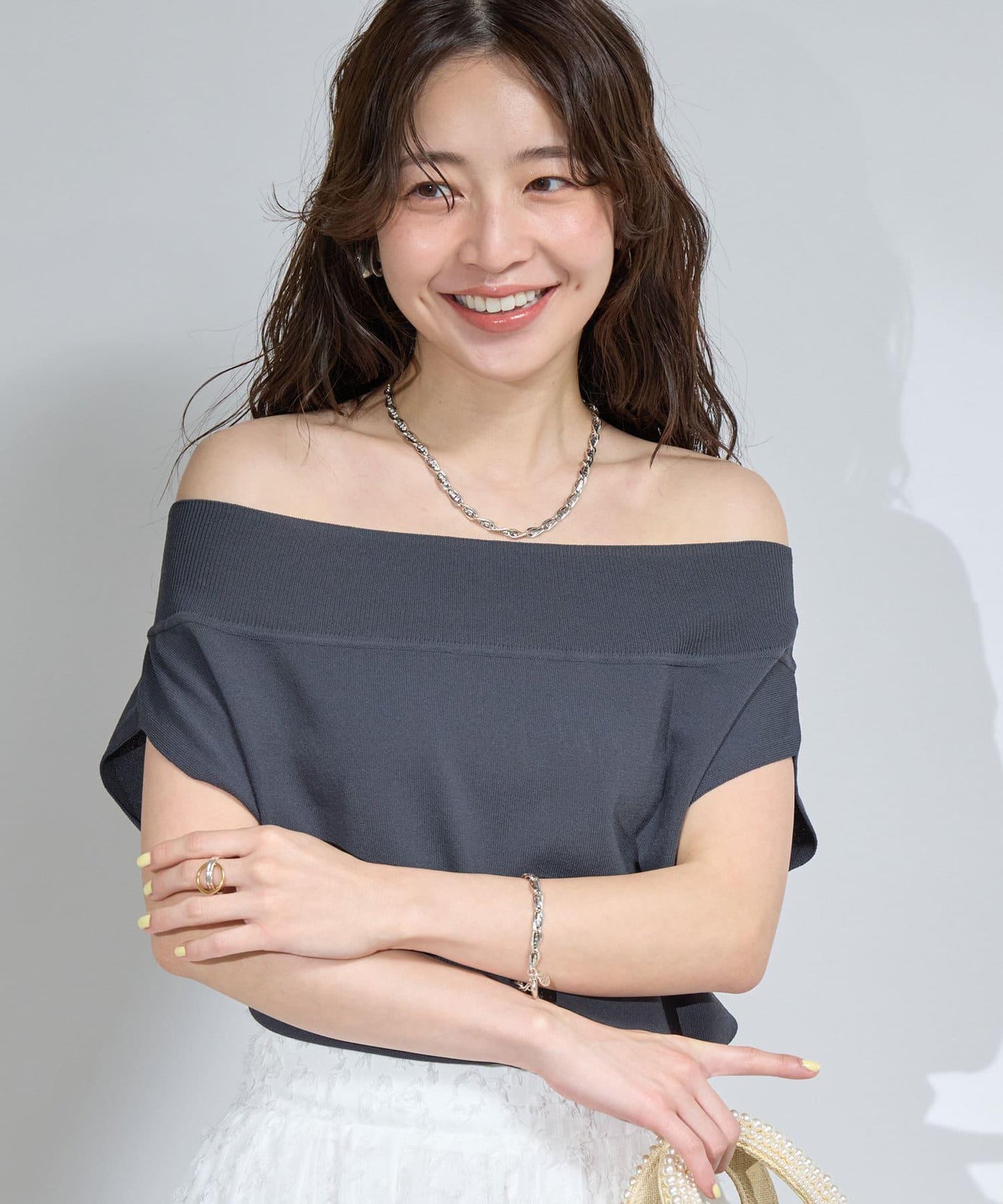 【最強美人效果】冷感防曬露肩法式針織衫
