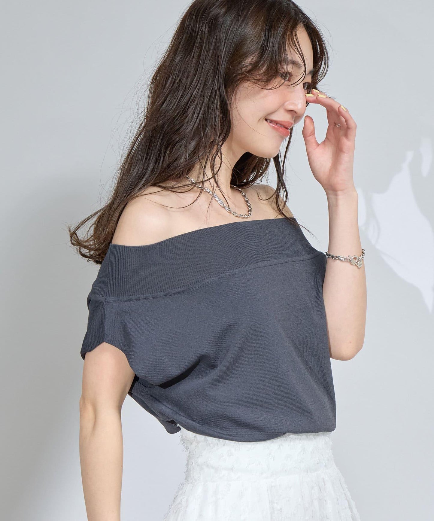 【最強美人效果】冷感防曬露肩法式針織衫