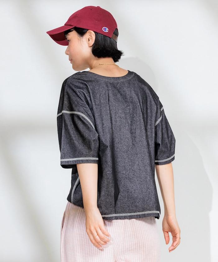 <接觸冷感>混紡 2WAY V領T恤【限定推出】