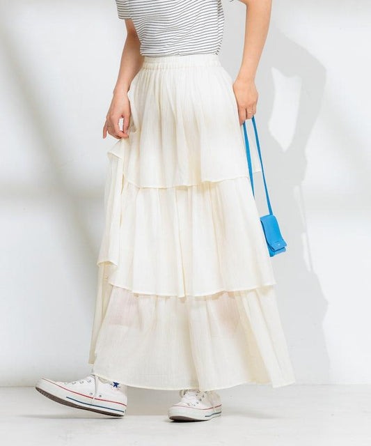 印度棉褶皺疊層裙