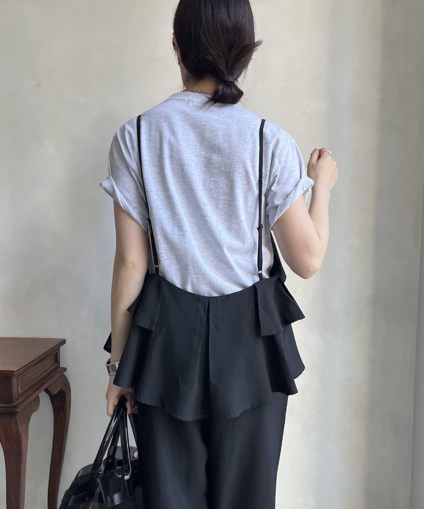 【限定】荷葉邊背心連體褲