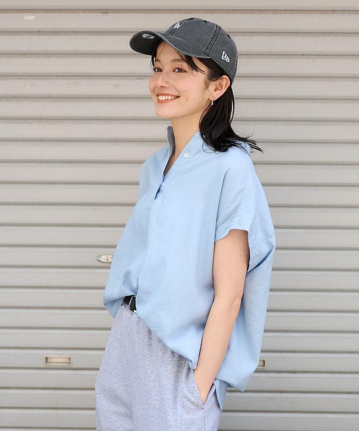 亞麻混紡領船型上衣<可搭配套裝>