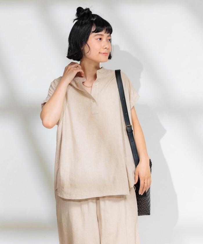 亞麻混紡領船型上衣<可搭配套裝>