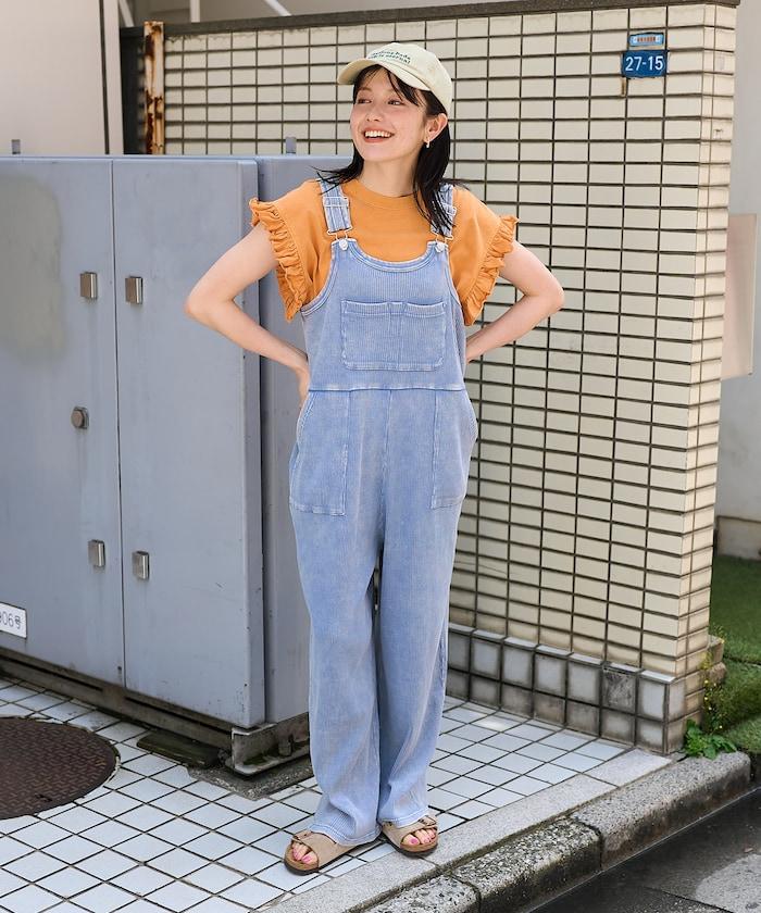 粉末漂白 軍裝風連體工裝褲