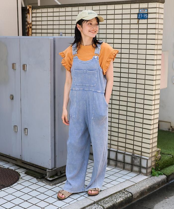 粉末漂白 軍裝風連體工裝褲