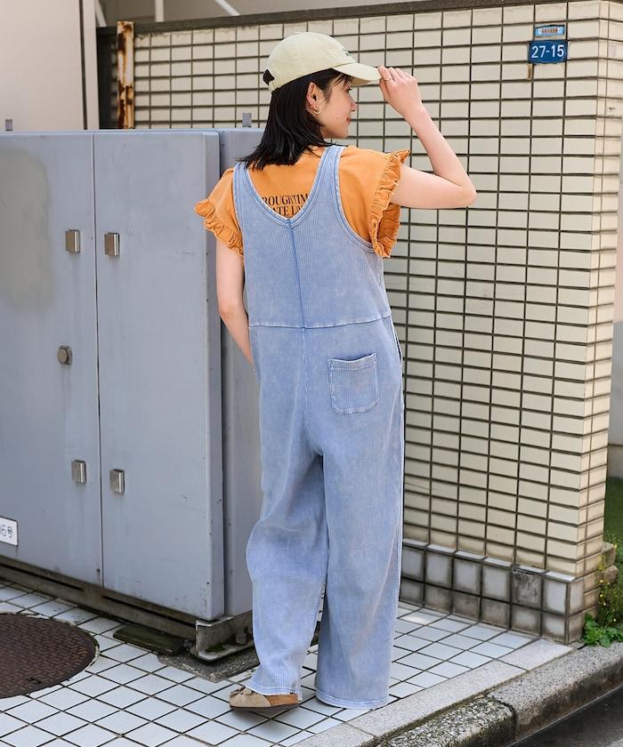 粉末漂白 軍裝風連體工裝褲