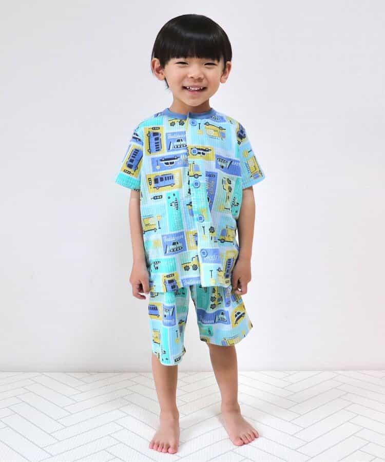 動感車輛圖案開衩睡衣