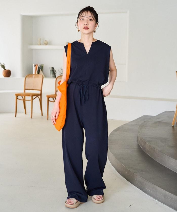 無袖腰帶連體褲