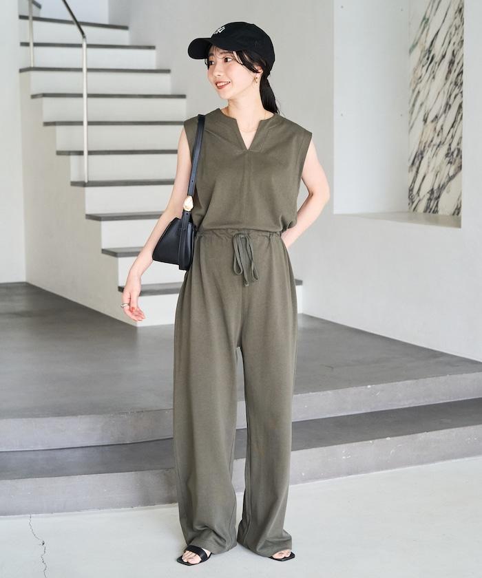 無袖腰帶連體褲