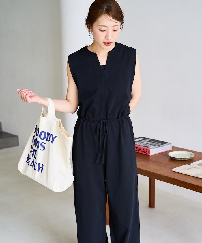 無袖腰帶連體褲