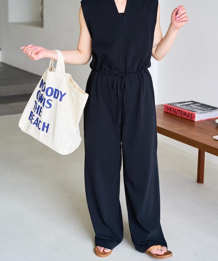 無袖腰帶連體褲