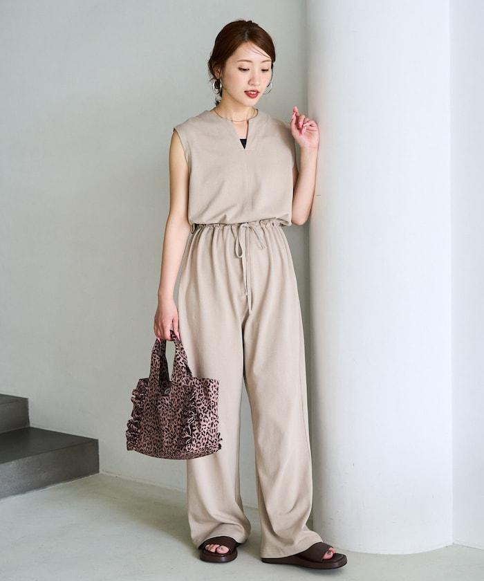 無袖腰帶連體褲