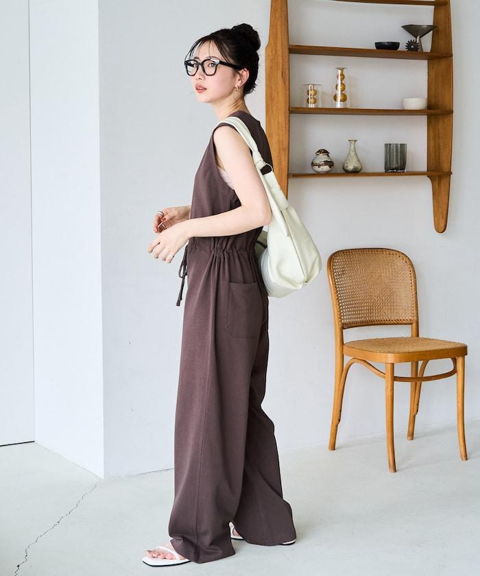 無袖腰帶連體褲