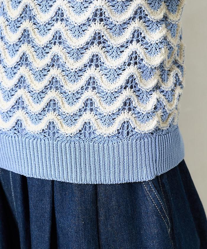 2WAY 夏季 印花針織馬甲/ 透視針織馬甲