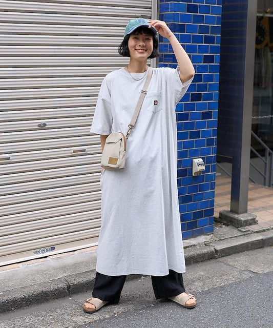 聯名 配色拼接 口袋連衣裙