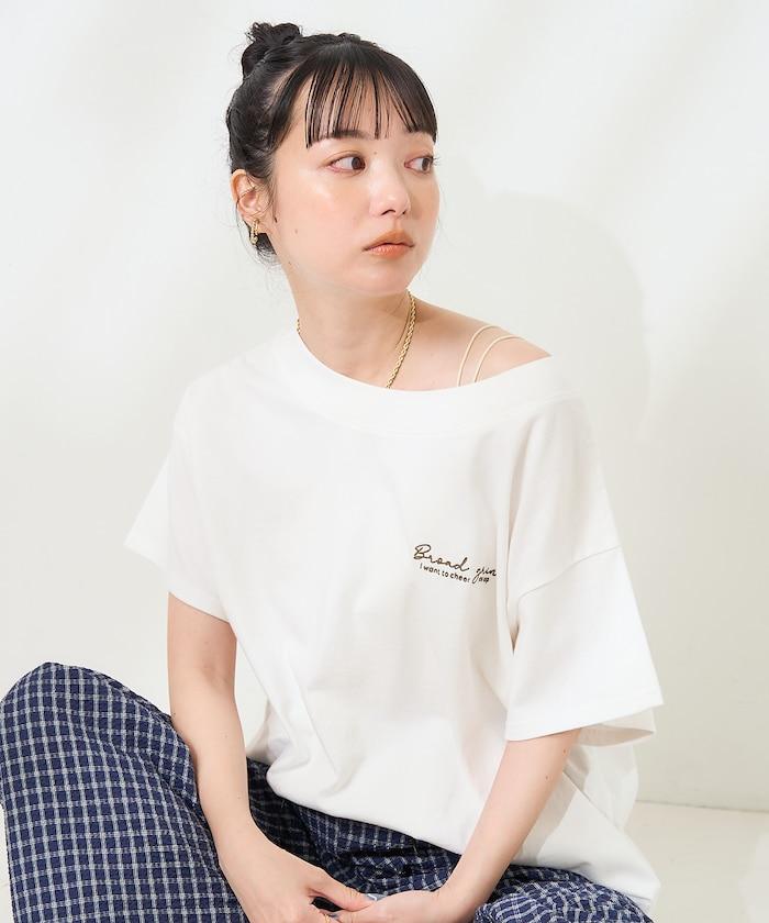 花刺繡T恤
