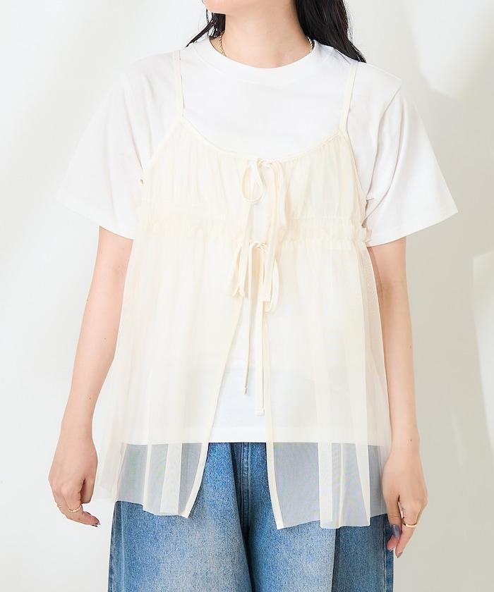 【套裝商品】蕾絲吊帶背心 T恤套裝