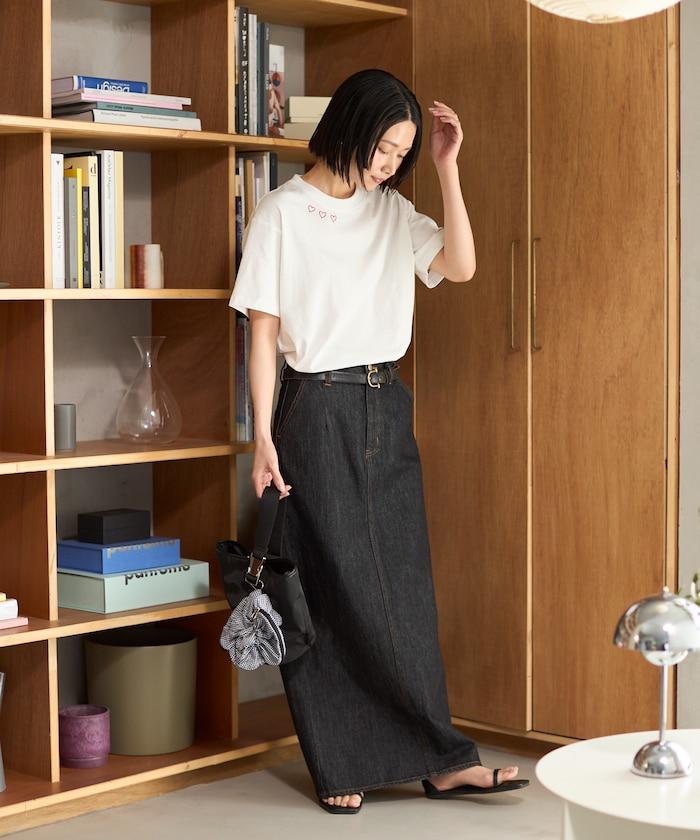 有機棉 心形 標誌刺繡T恤 / 圓領 單點標誌 刺繡短袖T恤