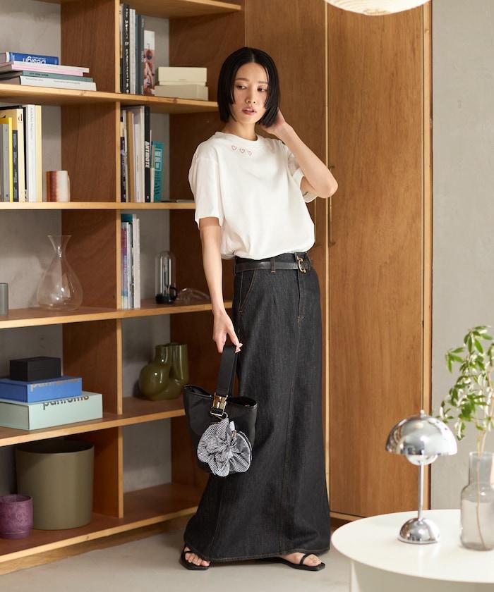 有機棉 心形 標誌刺繡T恤 / 圓領 單點標誌 刺繡短袖T恤