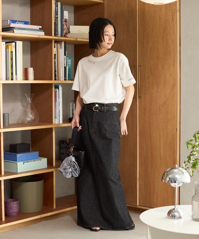 有機棉 心形 標誌刺繡T恤 / 圓領 單點標誌 刺繡短袖T恤