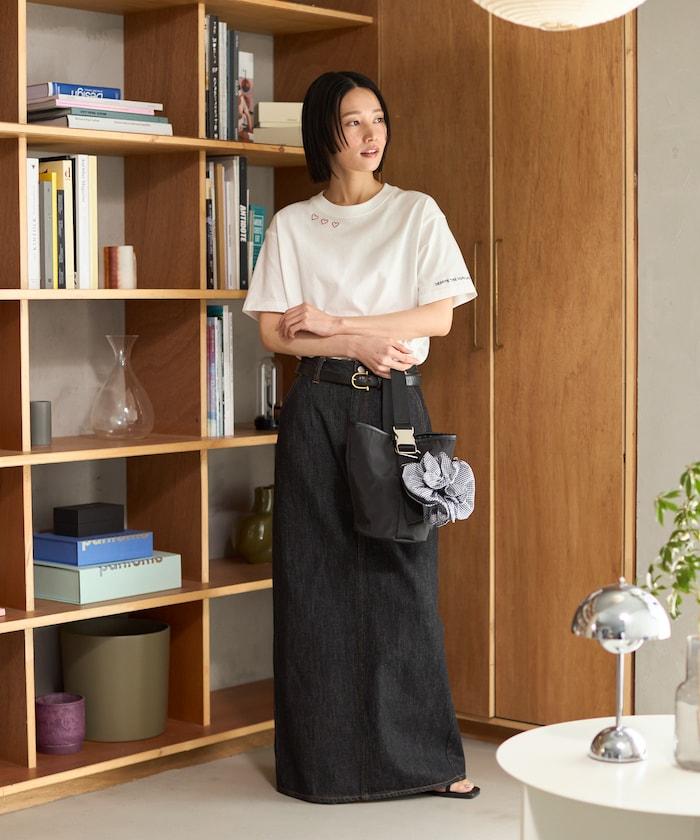 有機棉 心形 標誌刺繡T恤 / 圓領 單點標誌 刺繡短袖T恤