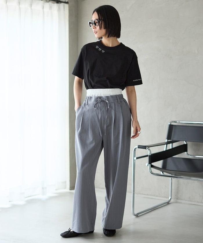 有機棉 心形 標誌刺繡T恤 / 圓領 單點標誌 刺繡短袖T恤