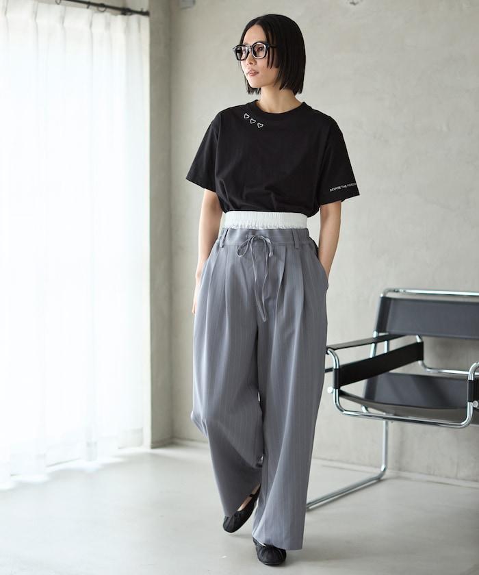 有機棉 心形 標誌刺繡T恤 / 圓領 單點標誌 刺繡短袖T恤