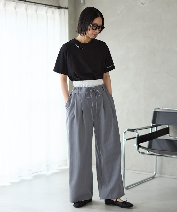 有機棉 心形 標誌刺繡T恤 / 圓領 單點標誌 刺繡短袖T恤